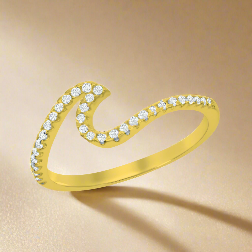 Sterling Silver Micropave Wave Design Ring