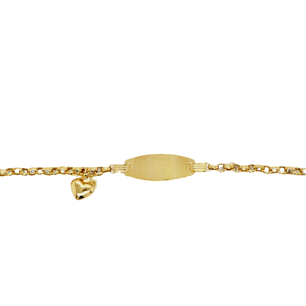 14k Gold Name Plate With Heart Children's Bracelet