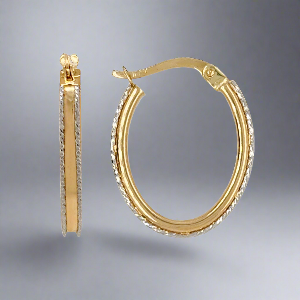 14K Gold Diamond Cut Hoop Earring