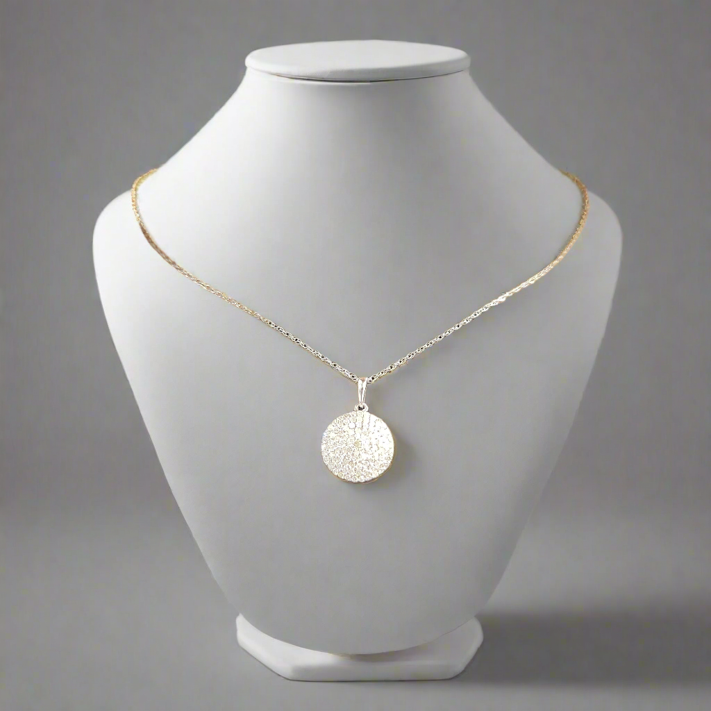 14K Micropave Circle Diamond Necklace
