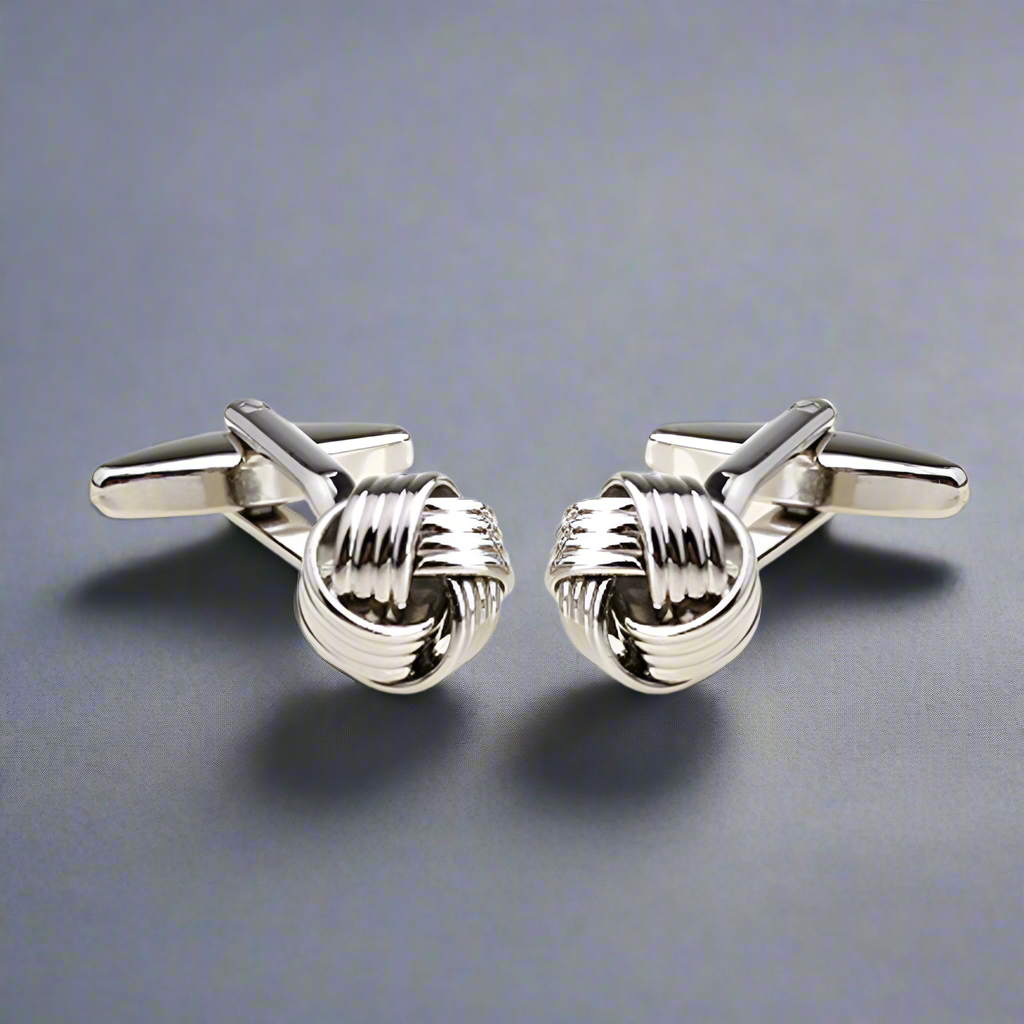 Silver Color Woven Knot Cufflinks
