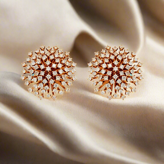 14K Gold and Diamond Cluster Stud Earrings