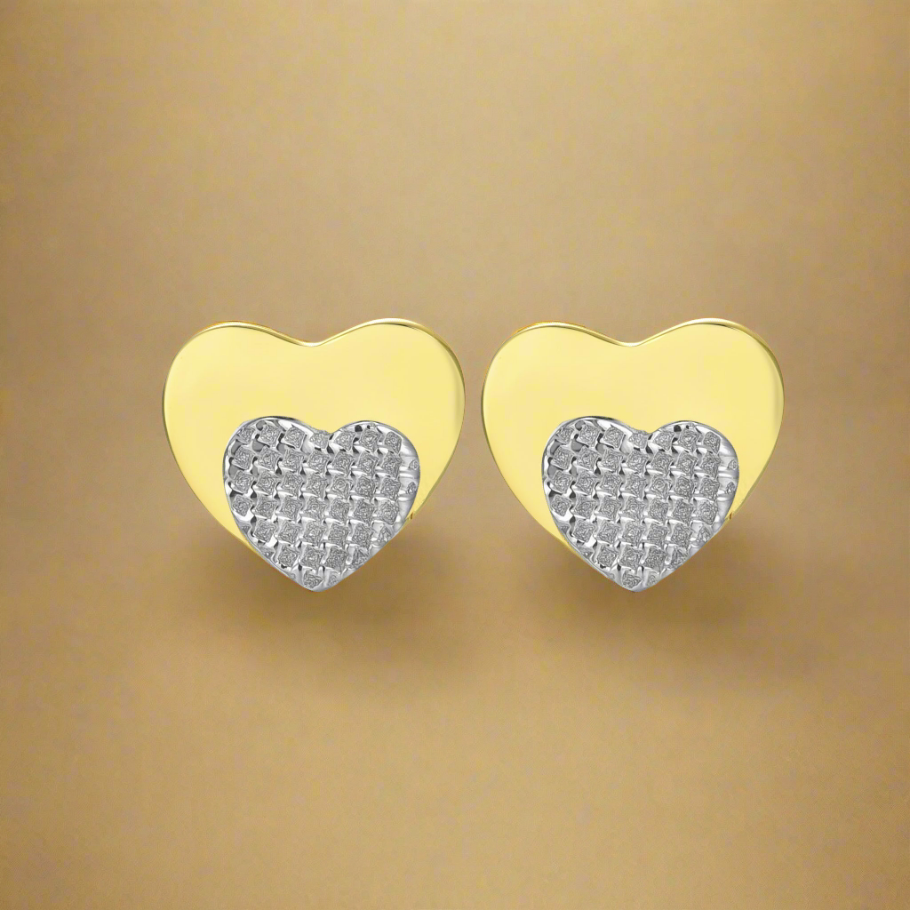 Gold Plated Surgical Steel Small Heart on Heart Stud Earrings