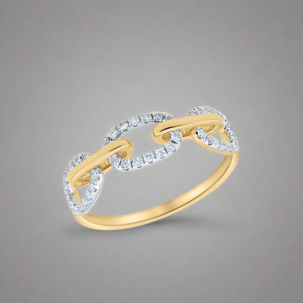 14K Gold Diamond Paperclip Ring