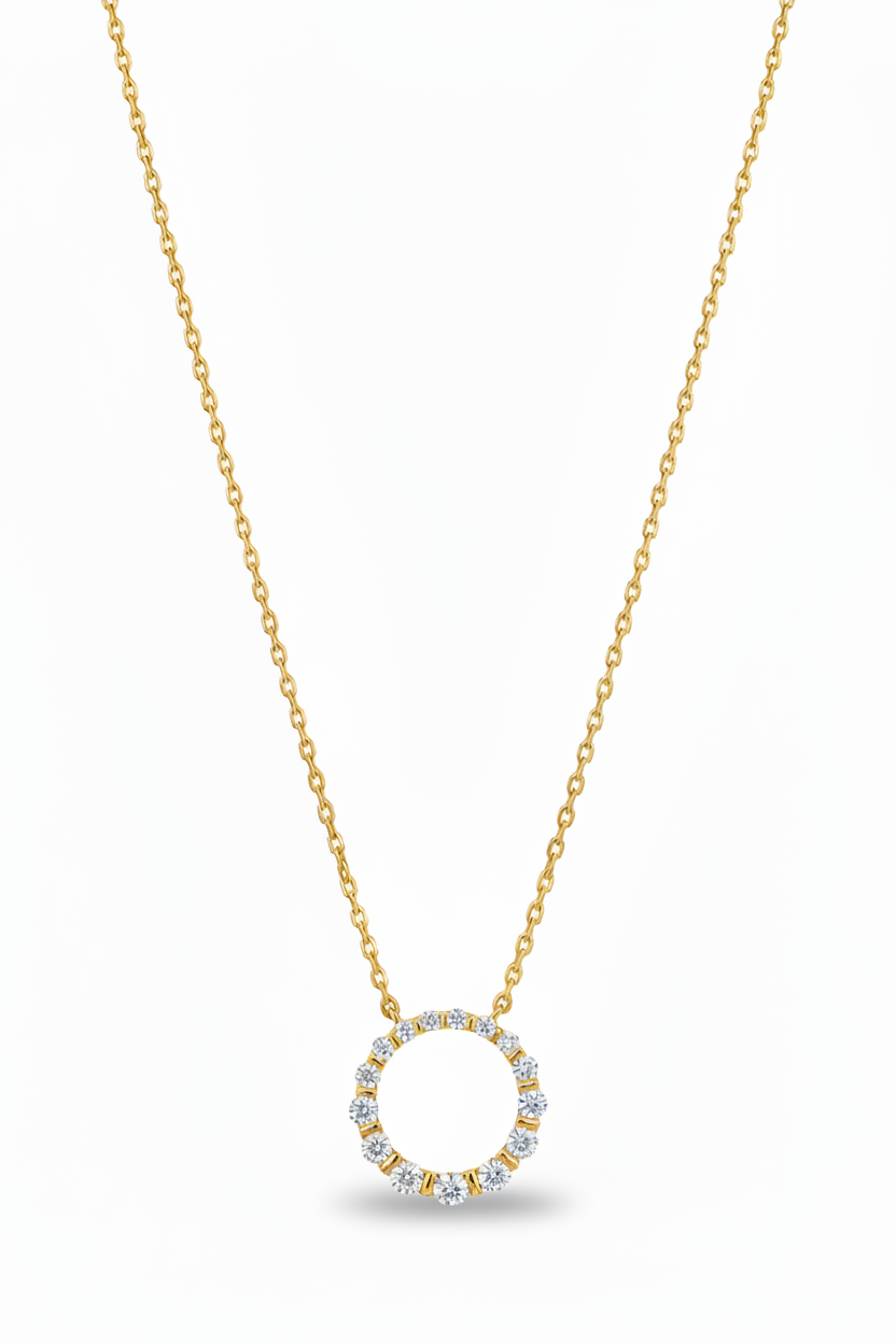 10k Gold Graduated Diamond Small Circle Necklace