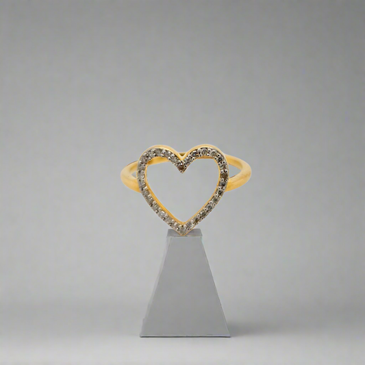 10K Yellow Gold Diamond Heart Outline Ring