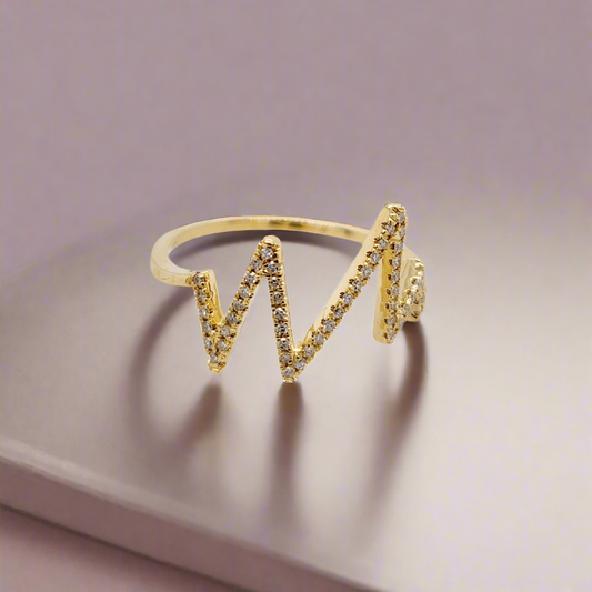 10K Gold Diamond Zigzag Ring