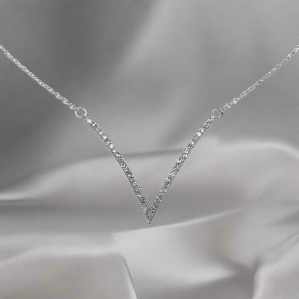 10K Gold Diamond V Shape Necklace