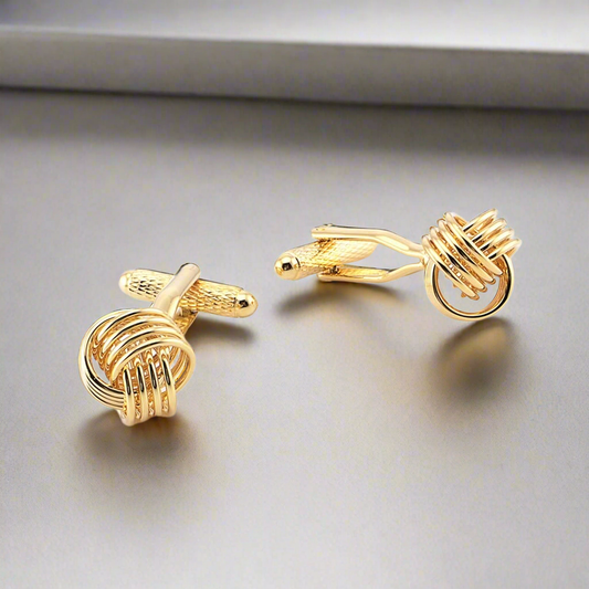 Gold-Plated Woven Knot Cufflinks