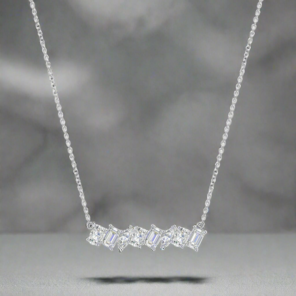14K Fancy Shape Lab Grown Diamond Bar Necklace