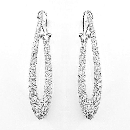 Sterling Silver Long Thin Oval Earring