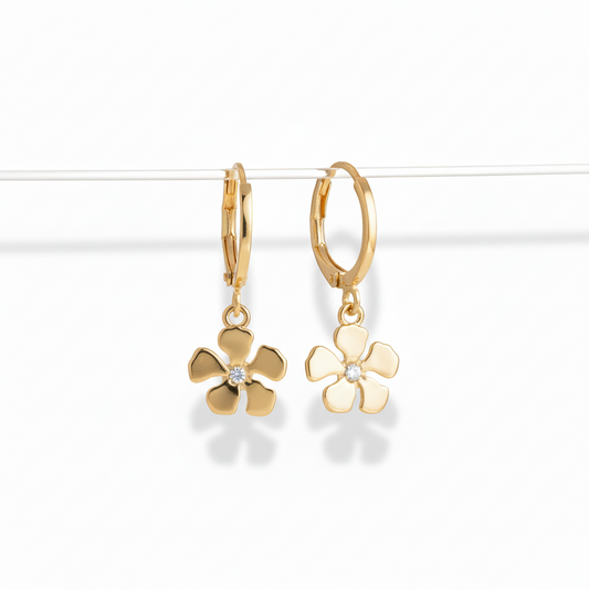 Gold Plated Surgical Steel Twisted Flower CZ Stud Earrings
