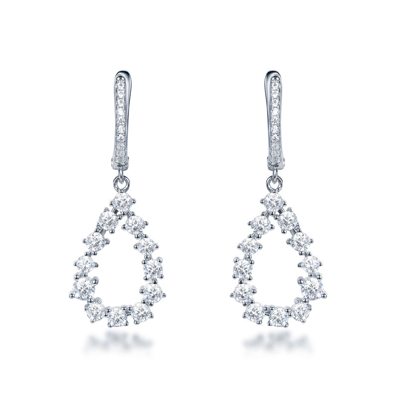 Sterling Silver CZ Micropave Teardrop Earrings