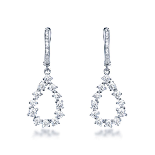 Sterling Silver CZ Micropave Teardrop Earrings