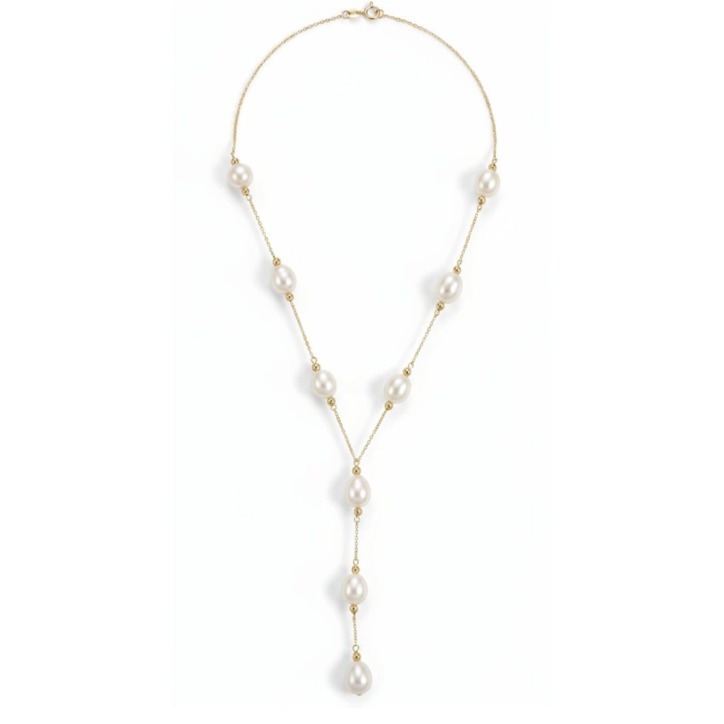 Freshwater Pearl & 14K Gold Lariat Necklace