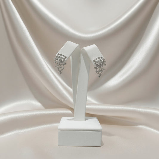 14K White Gold Diamond Cluster Inverted Teardrop Earrings - 2.27 CTW