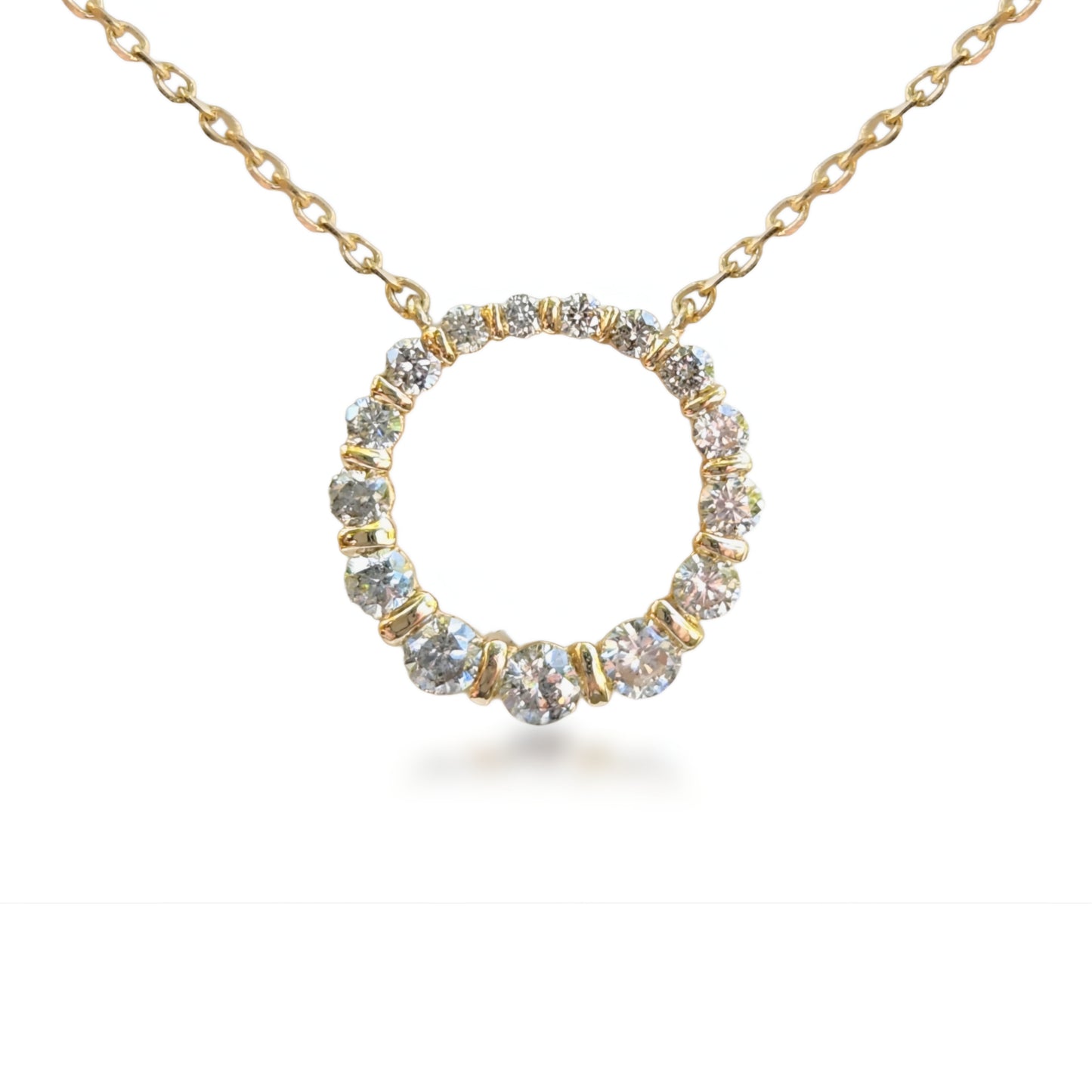 10k Gold Graduated Diamond Small Circle Necklace