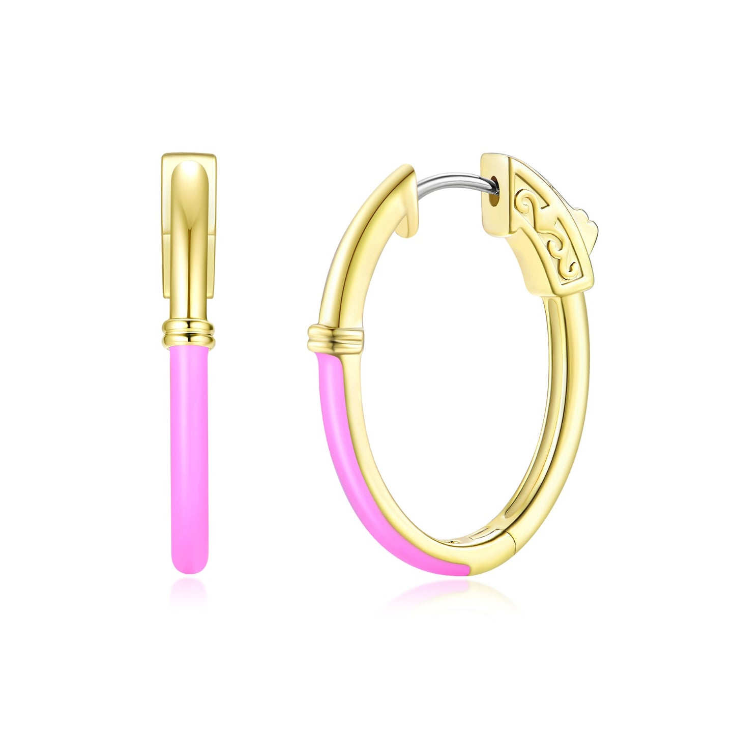 Surgical Steel Gold Plated Oval Half Enamel Hoops