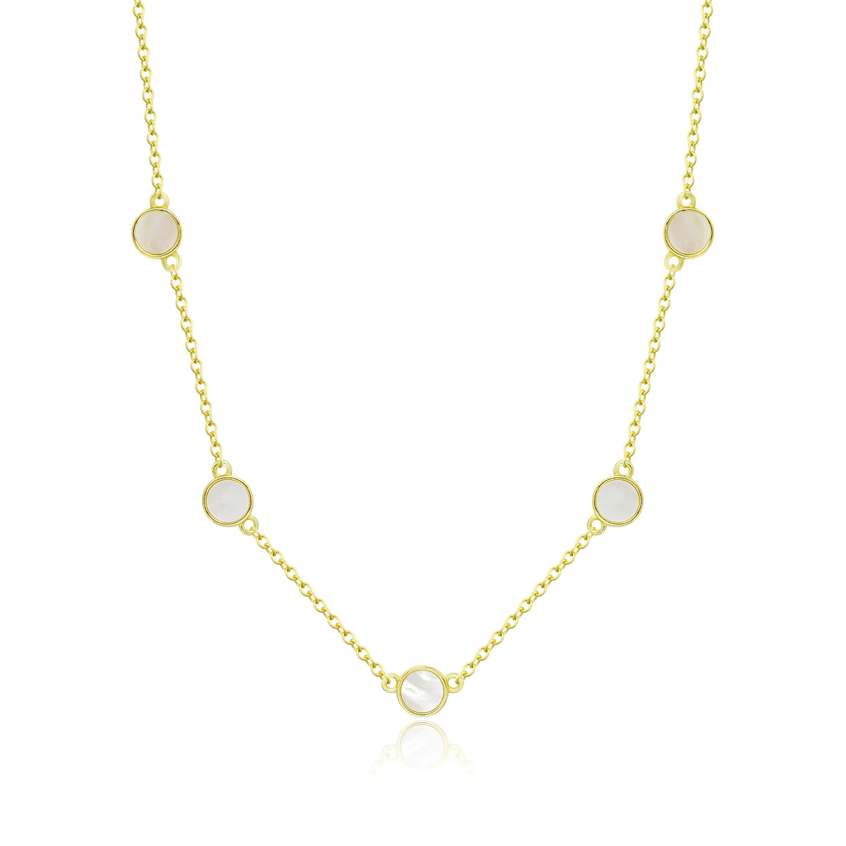 Sterling Silver Gold Plated Small Mother of Pearl Circles Necklace