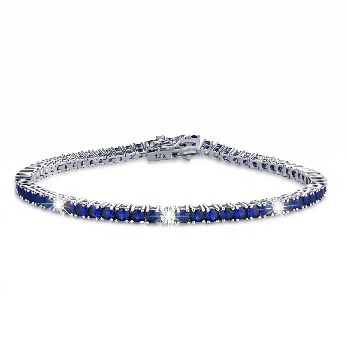 14k Gold Lab Grown Sapphire and Diamond Tennis Bracelet