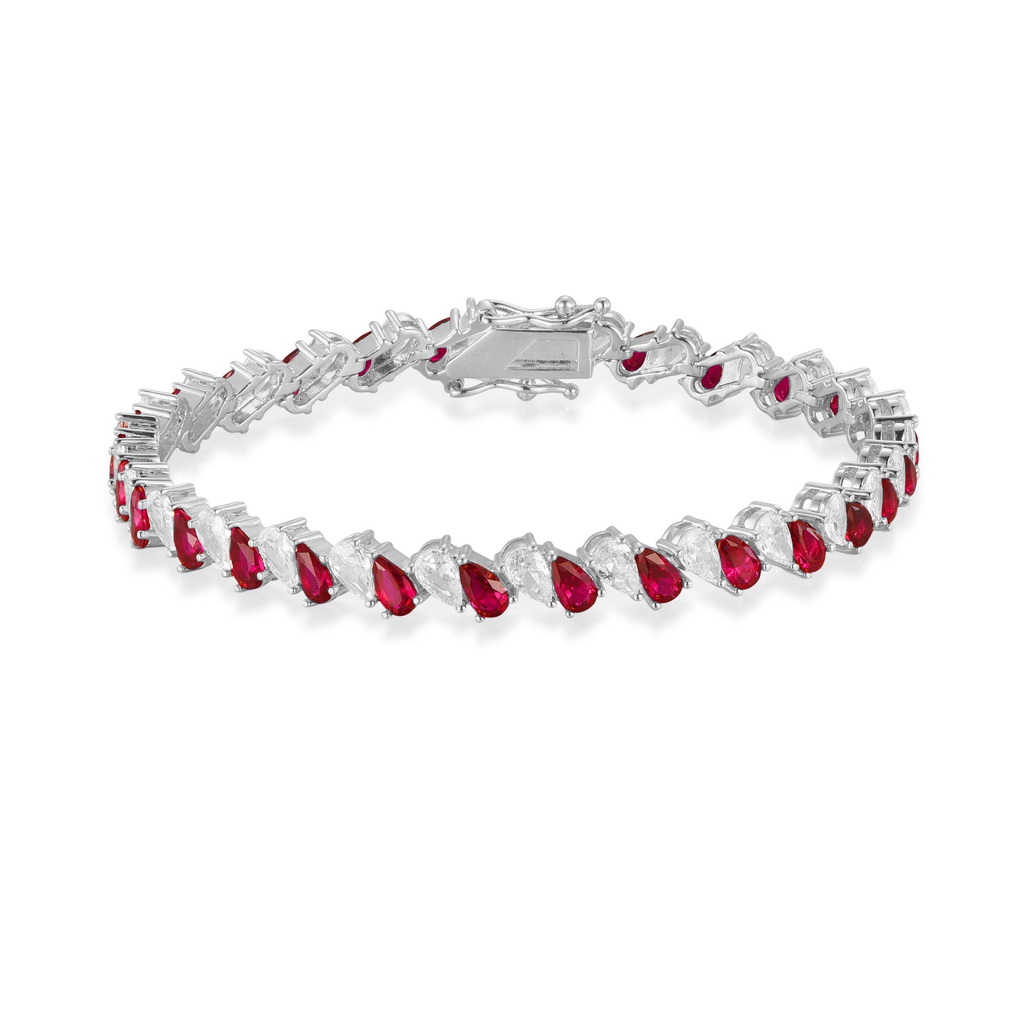 Sterling Double Pear Silver Tennis Bracelet