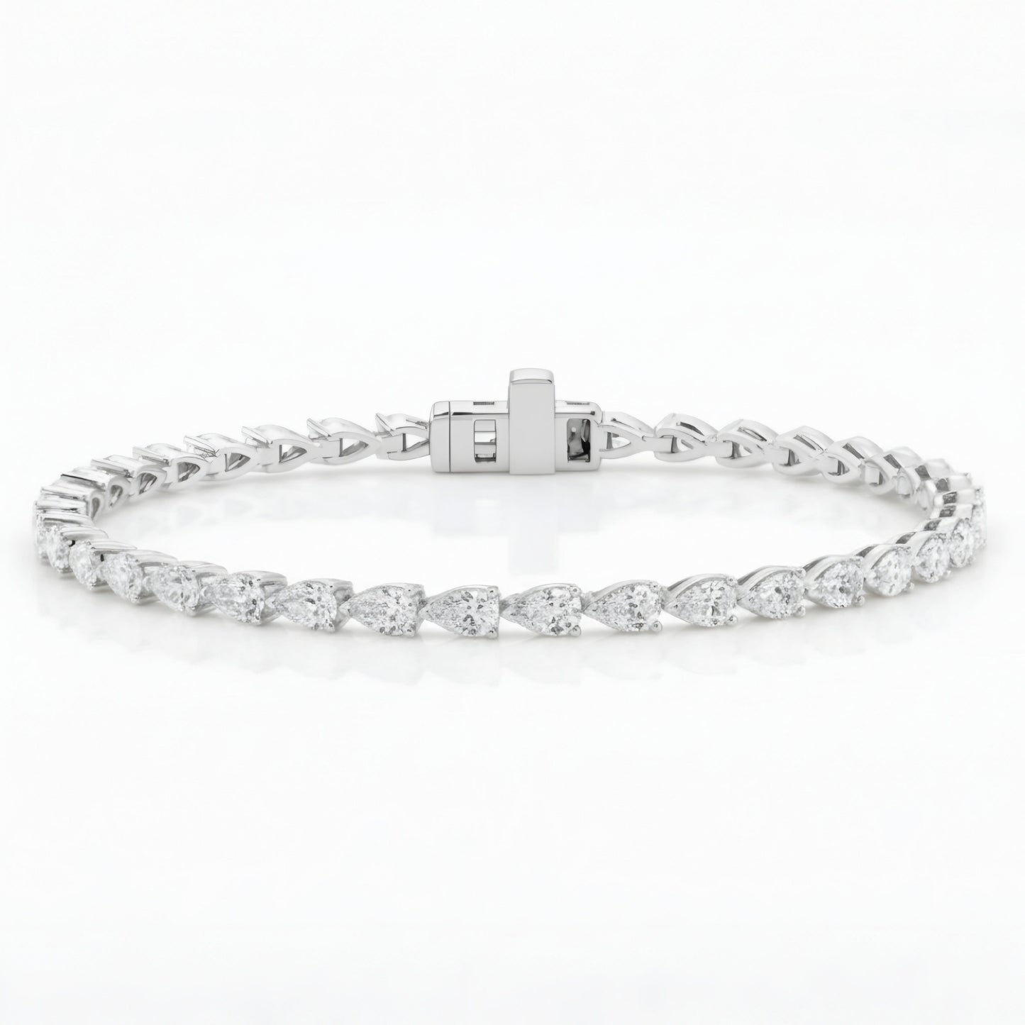 5.49 Ct Pear Shaped Lab Diamond Tennis Bracelet in 14K White Gold