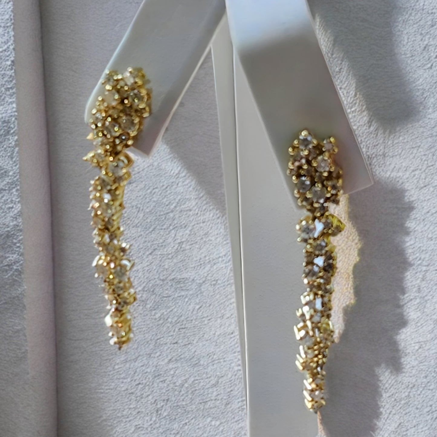 14k Gold and Cascading Diamonds Earrings