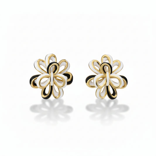 14mm Enamel Flower Stud Earrings - Hypoallergenic Surgical Steel