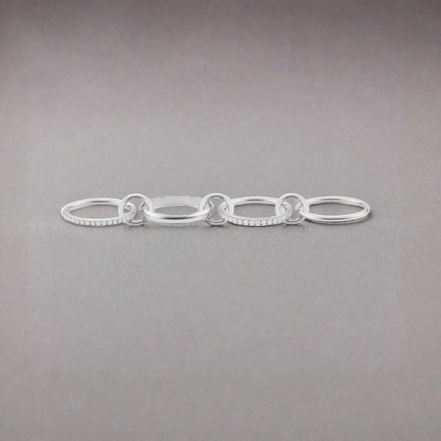 Sterling Silver Interlocking Stacked 4 Ring Set