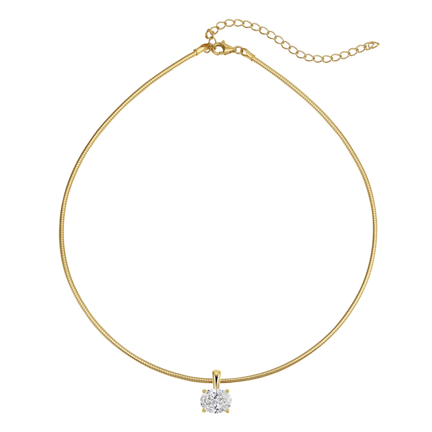 *Available for preorder only* Sterling Silver Solitaire Pendant on Omega Chain Necklace Collection