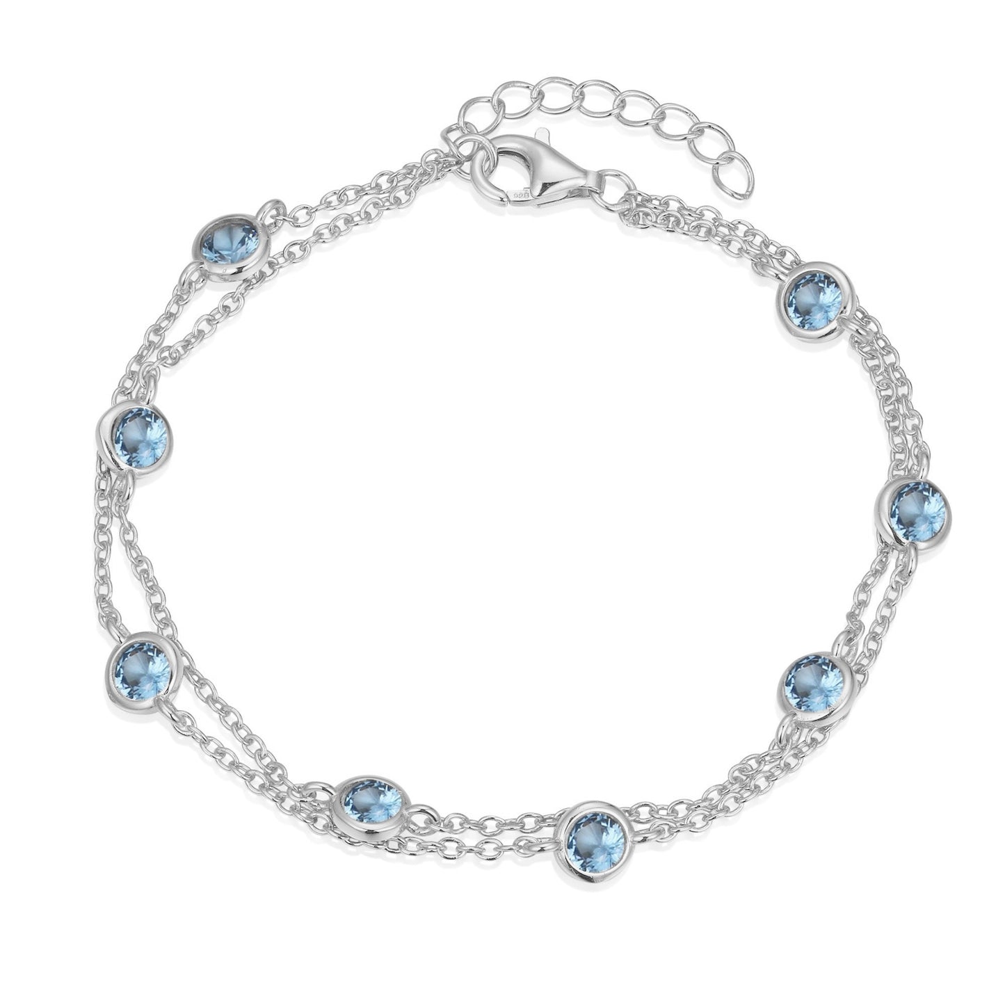 Sterling Silver Gold Plated Double Strand CZ Stone Bracelet