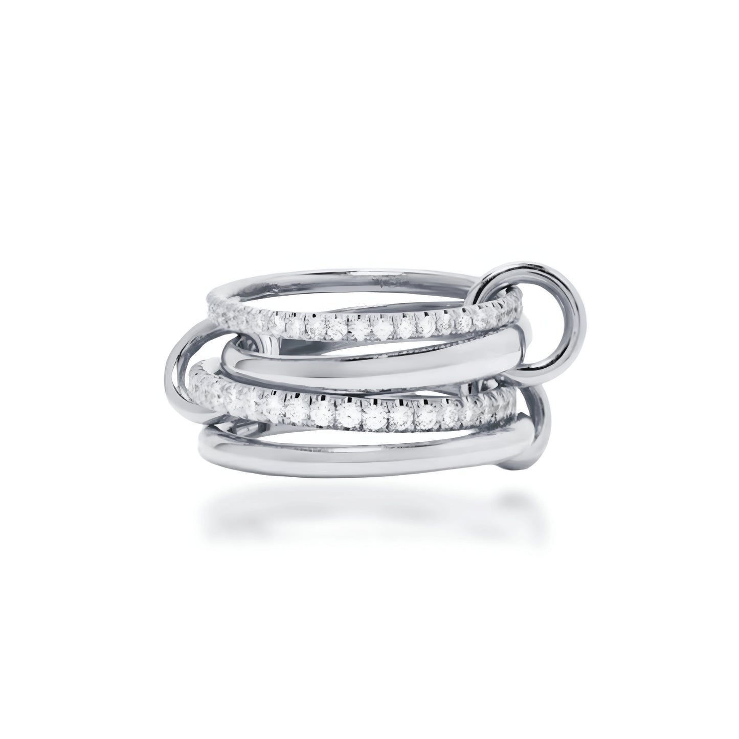 Sterling Silver Interlocking Stacked 4 Ring Set