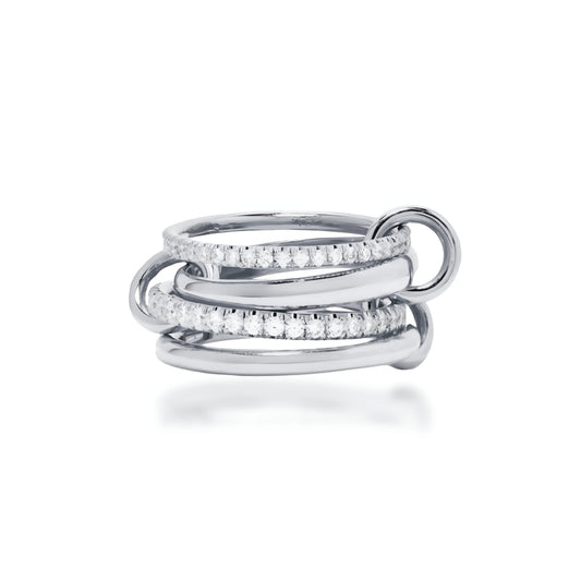 Sterling Silver Interlocking Stacked 4 Ring Set
