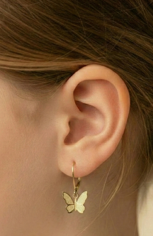 Gold Plated Surgical Steel Butterfly Earrings