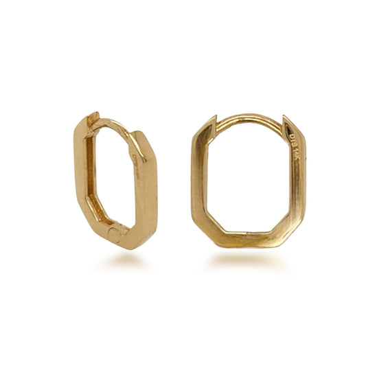 14k Gold Small Rectangular Hoop Earrings