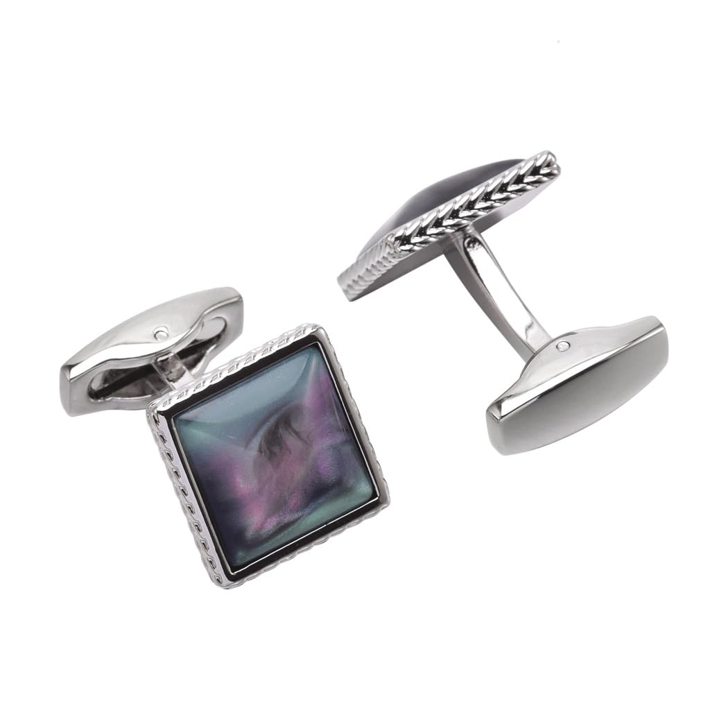 Square Colored Shell Pearl Cufflinks
