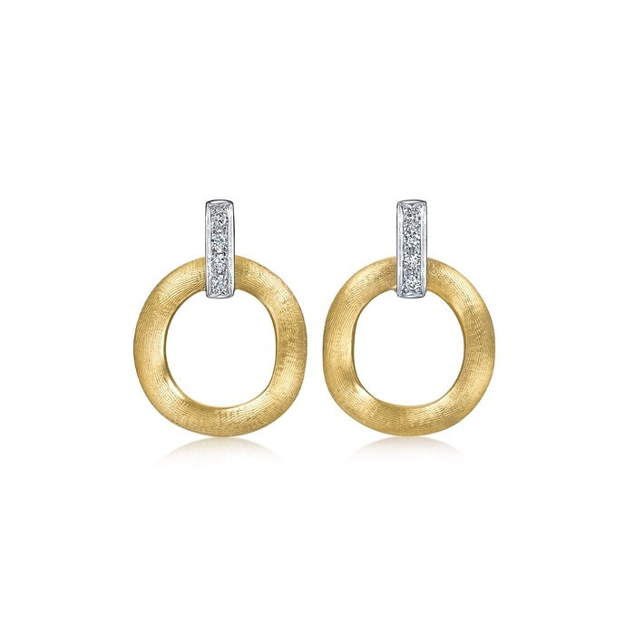 Sterling Silver Brushed Gold Plated Circle Stud Earrings