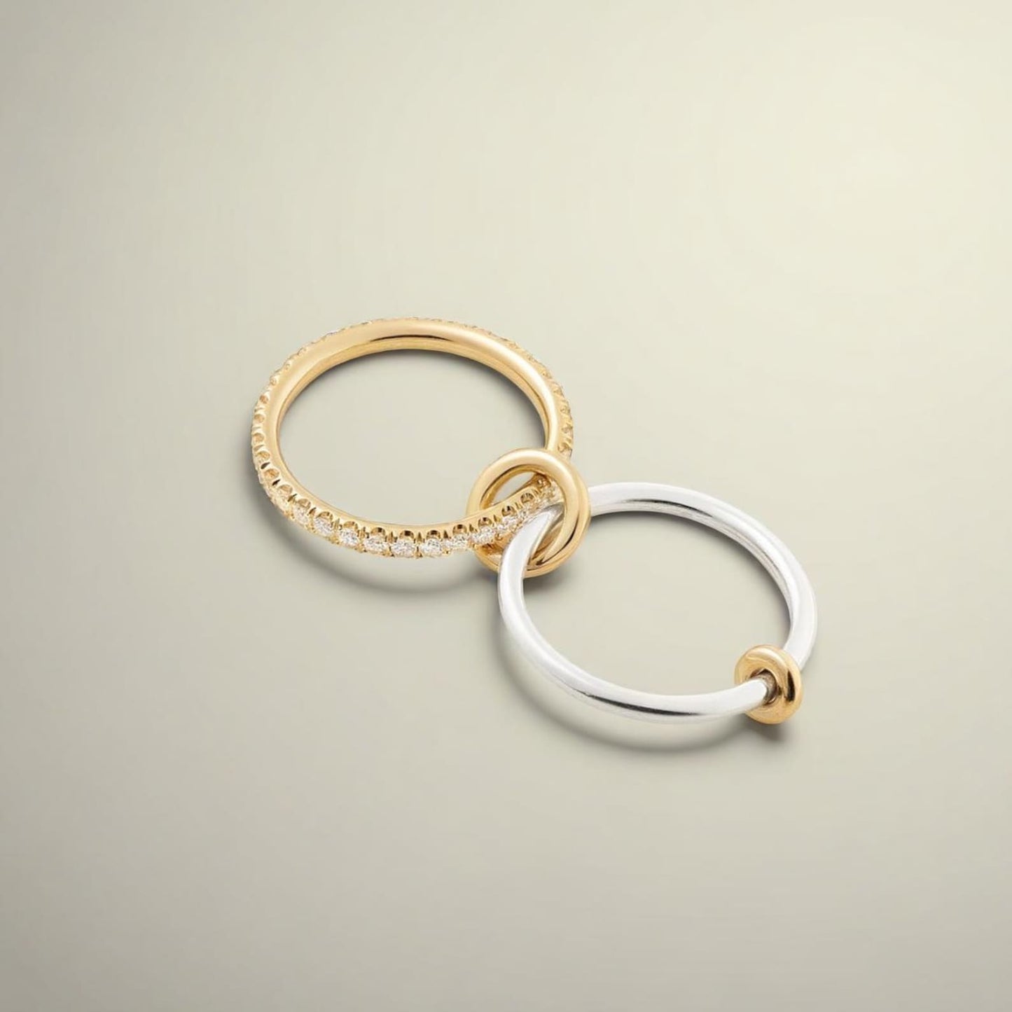 Sterling Silver Two Tone Interlocking Stacked Ring Set