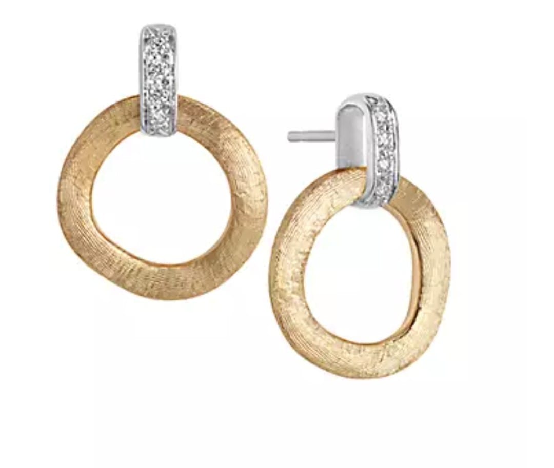 Sterling Silver Brushed Gold Plated Circle Stud Earrings