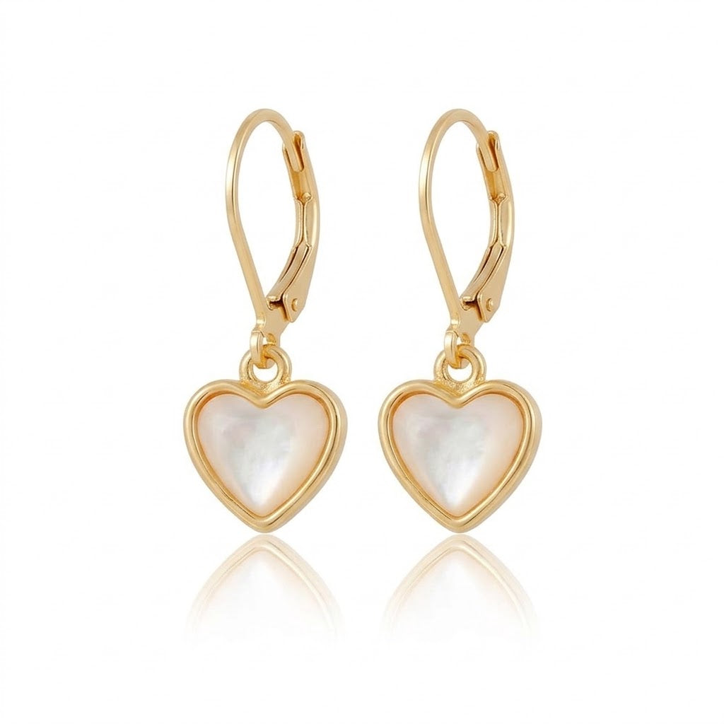 Surgical Steel Gold Plated Mother of Pearl Heart Earring