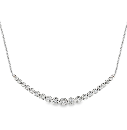 14K 19 Stone Lab Grown Diamond Graduated Tennis Bar Necklace