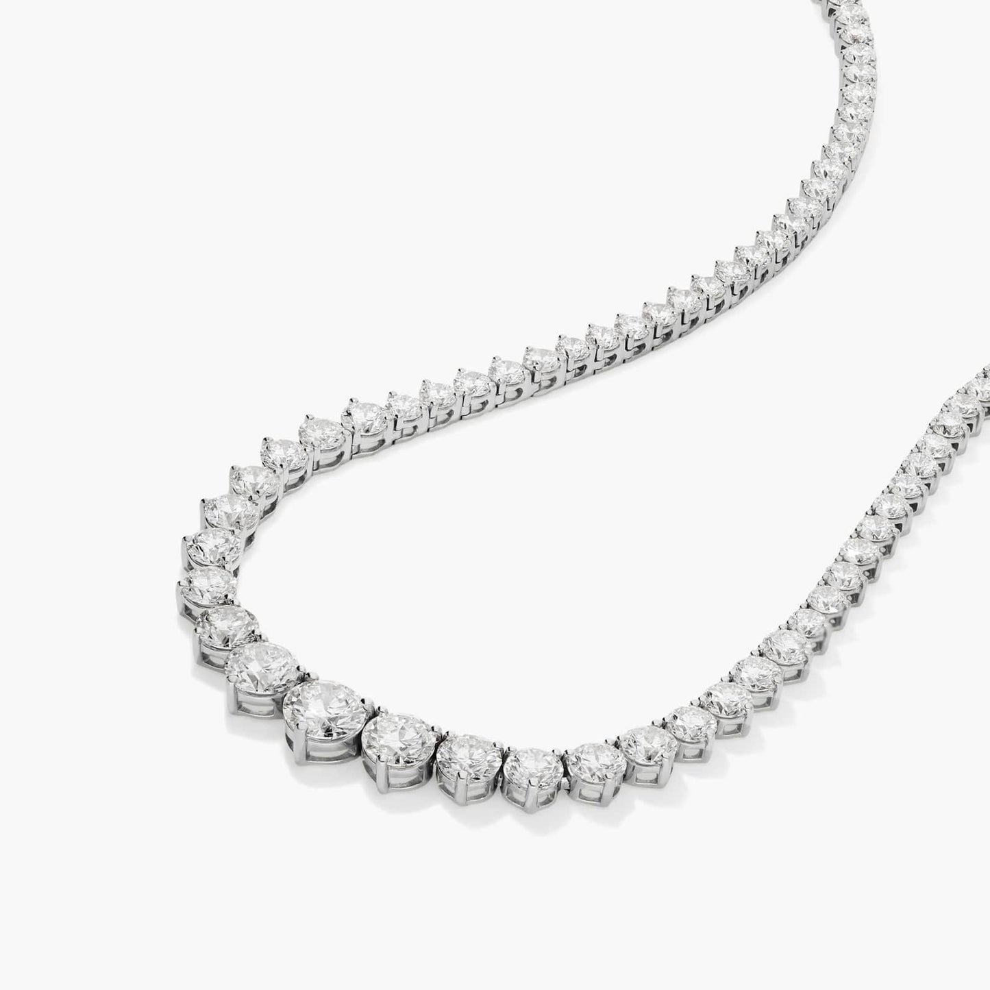 14K Three Prong Lab Grown Diamond Graduated Tennis Necklace