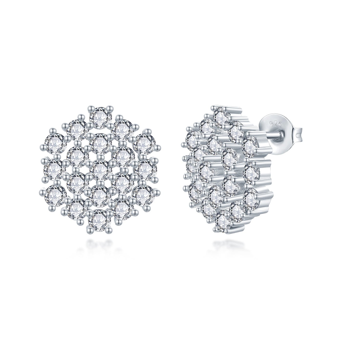 Sterling Silver Cluster Stud Earring