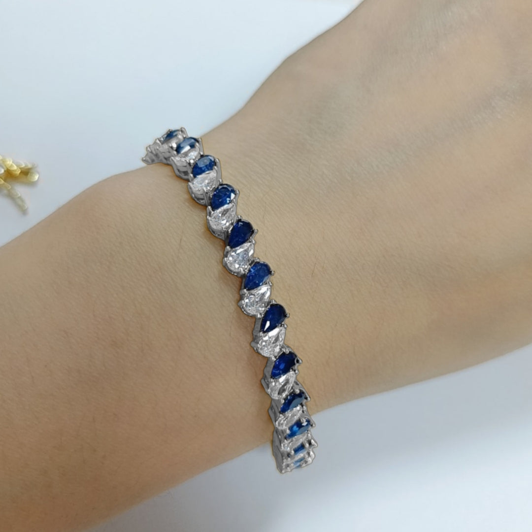 Sterling Double Pear Silver Tennis Bracelet