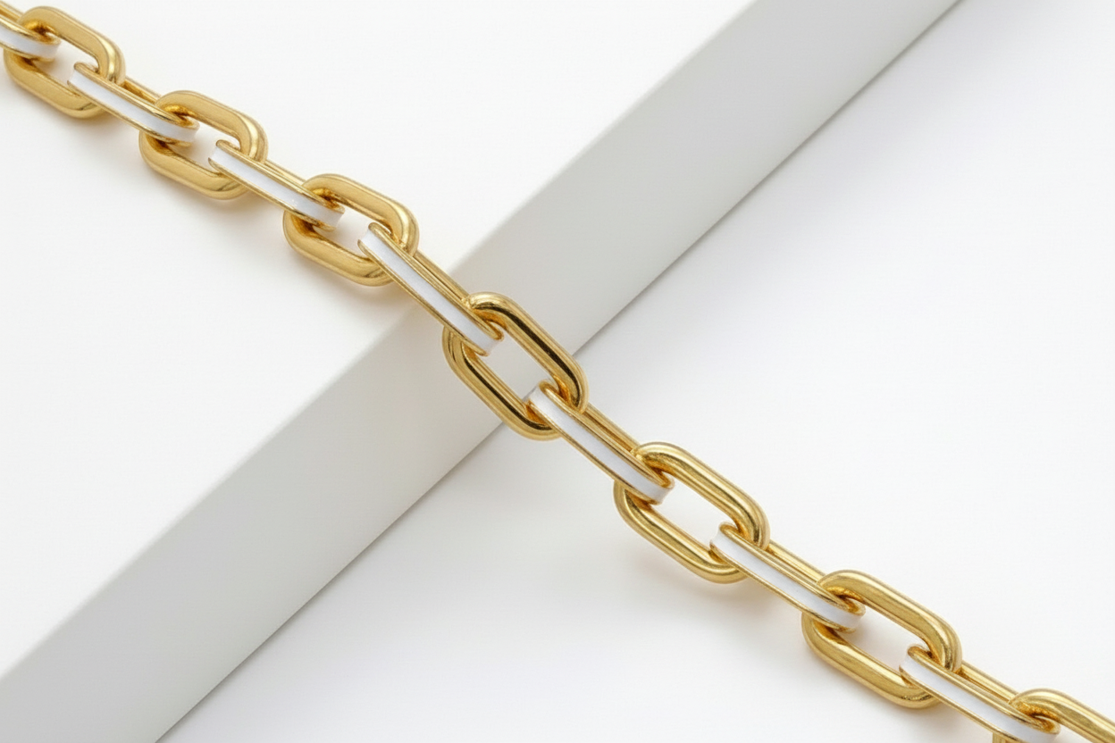 Sterling Silver Enamel Paperclip Link Bracelet