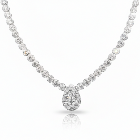 Teardrop Center Natural Diamond Necklace