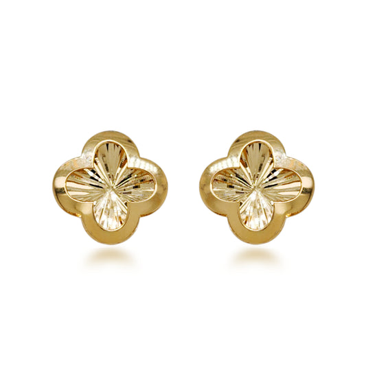 14k Gold Sunburst Flower Stud Earrings