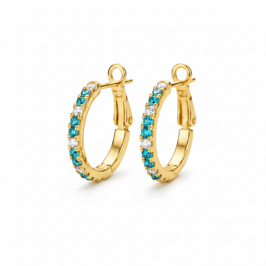 Titanium Post Pastel Colors CZ With Flip Closure Hoops