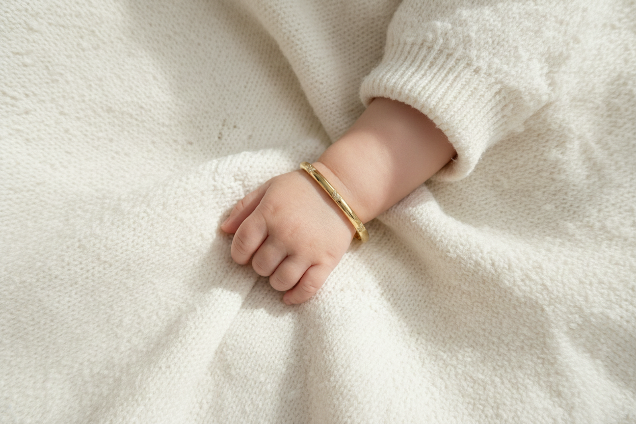 Gold Plated CZ Heart, Flower, or Butterfly Kids' Bangle Bracelet - Hypoallergenic Children's Jewelry