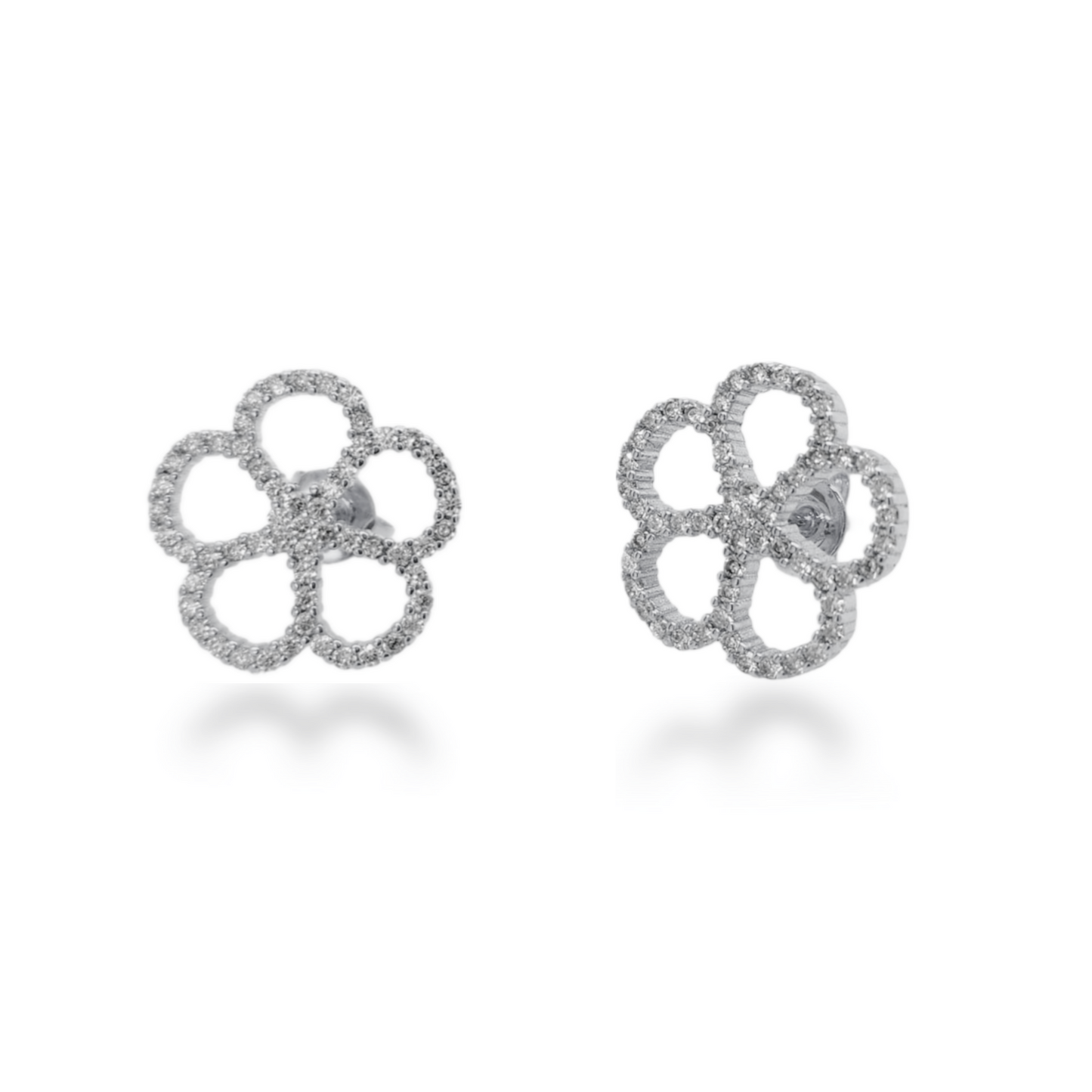 Surgical Steel CZ Flower Stud Earrings